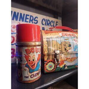 VINTAGE BOZO THE CLOWN LUNCHBOX AND THERMOS RUSTY COLLECTIBLE